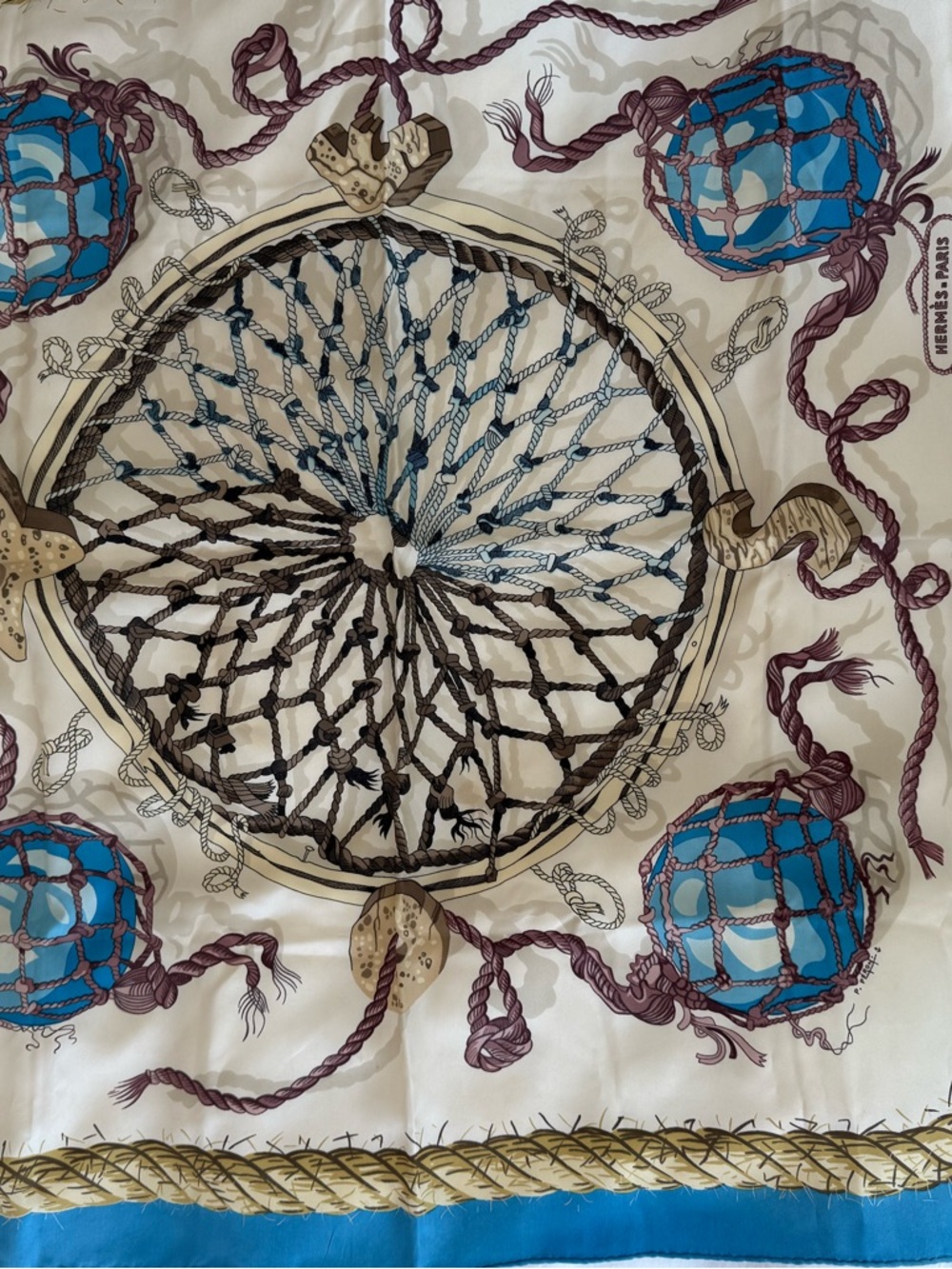 Hermès Nautical Dreamcatcher Silk Wall Decor - Cream & Blue